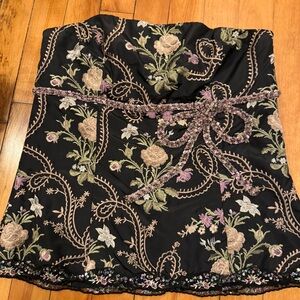 RARE EXPRESS DESIGN STUDIO 100% Silk Embroidered Sequin Strapless Top - Size 6